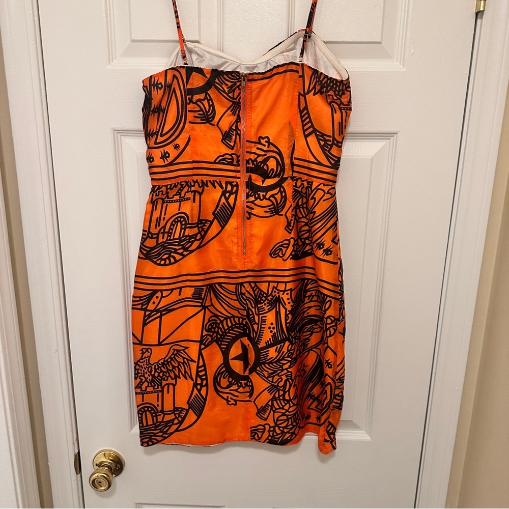 Aryn K.100% Silk Dress For Anthropologie Burnt‎ Orange and Black Sz Small - Picture 16 of 16